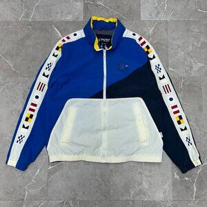 Nauntica Sailing Jacket Mens Large Blue Sail Lined Windbreaker Coat Full Zip